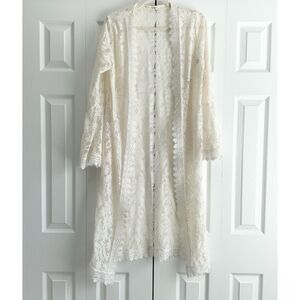 Tiffany & Grey Kimono Size XL Off-White Lace Cottagecore Boho